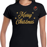 Kerstkrans Hulst Broche Sierspeld op een zwart t-shirtje