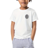 Bal Strijk Embleem Patch Reflecterend op een wit t-shirtje
