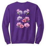 Anemoon Bloem Full Color Strijk Applicatie op een paarse sweater