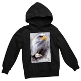 Arend Eagle Adelaar Roofvogel Strijk Applicatie op een zwarte hoodie