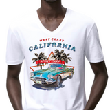 Auto Sport Car 1950 West Coast California Strijk Applicatie op een wit t-shirt