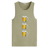 drie maal de Bier Bierpull Bierglas Full Color Strijk Applicatie Smal op een legergroen hemd