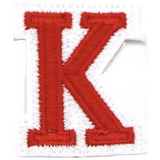 Alfabet Letter K Embleem Strijk Patch Rood Wit