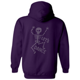 Skelet Geraamte Let's Dance Tekst Strass Applicatie op een paarse hoodie