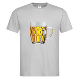 Bier Bierpull Bierglas Full Color Strijk Applicatie Large op een grijs t-shirt