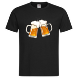 Bier Bierpull Schuimkraag Full Color Strijk Applicatie Large op een zwart t-shirt
