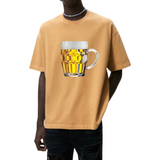 Bier Bierpull Bierglas Full Color Strijk Applicatie Large op een okergeel t-shirt