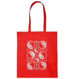 Yin Yang Strass Strijk Applicatie op een rood linnen tas