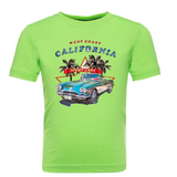 Auto Sport Car 1950 West Coast California Strijk Applicatie op een groen t-shirt