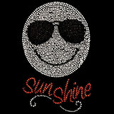 Smiley Zonnebril Sun Shine Tekst Strass Strijk Applicatie