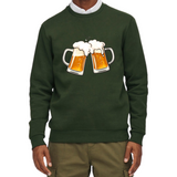 Bier Bierpull Schuimkraag Full Color Strijk Applicatie Large op een groene sweater