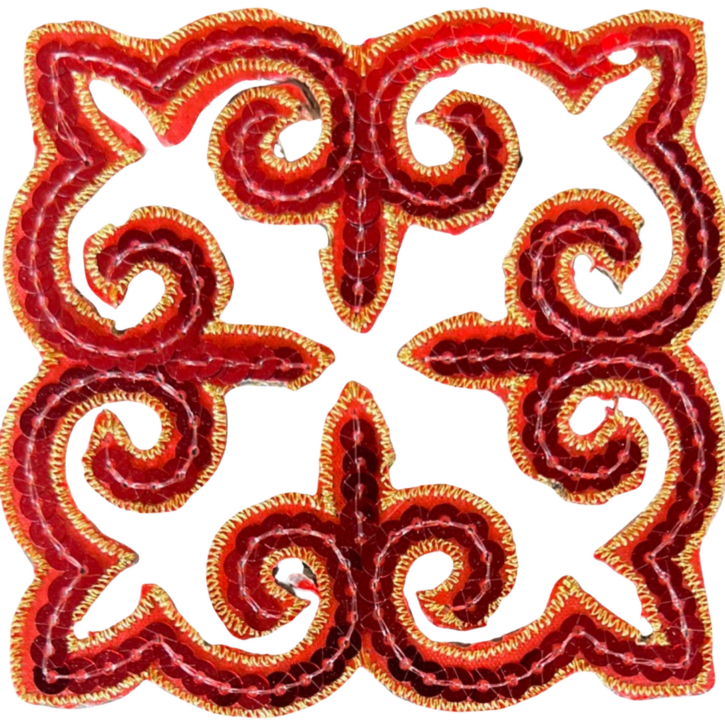 Tribal Paillette Rood Sequins Cosplay Strijk Embleem Patch