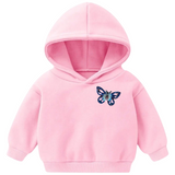 Vlinder Kralen Op Naai Patch Fashion Part op een kleine roze hoodie