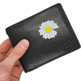Margriet Madeliefje Strijk Applicatie Embleem Patch op een zwarte portemonnee