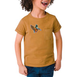 IJsvogel Strijk Embleem Patch op een oker geel t-shirtje