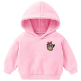 Uil Uiltje Uilen Strijk Embleem Patch Roze op een kleine roze hoodie