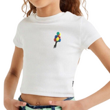 Ballon Paillette Strijk Embleem Patch op een wit t-shirtje