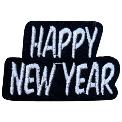 Happy New Year Tekst Strijk Embleem Patch