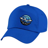 Planeet Planeetring Sterren Strijk Embleem Patch op een blauwe cap