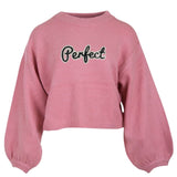 Strass Rhinestone Perfect Tekst XL Strijk Embleem Patch op een roze sweater