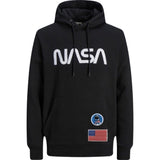 Astronaut Strijk Embleem Patch Rond op een zwarte Hoodie samen met onze USA vlag strijk patch