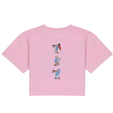 Konijn Bunny Strijk Patch Set 6 stuks op een roze kort shirtje