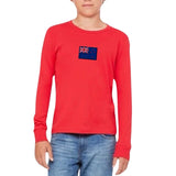Nieuw Zeeland Vlag Strijk Embleem Patch op een rood t-shirt