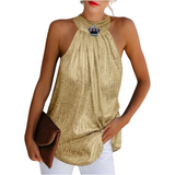 Kroon Strass Opnaai Fashion Part Embleem op een goudkleurig topje