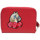 Paard Pony Rozen Strijk Embleem Patch op een rode portemonnee