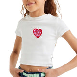 Girl Power Tekst Strijk Embleem Patch op een wit t-shirtje
