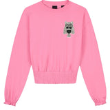 Uil Strass Strijk Patch Embleem op een roze sweater
