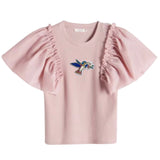 Kolibrie Strijk Embleem Patch Goud Accenten op een roze topje