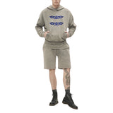 Twee maal de Cosplay Venetiaans Kant Tribels Strijk Embleem Patch op een grijze hoodie
