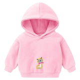 Poes Kat Katten Strijk Embleem Patch Beige op een roze baby hoodie