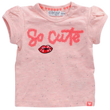 Mond Kus Strijk Embleem Patch op een roze t-shirtje met So Cute tekst