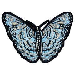 Vlinder Vlinders Strijk Embleem Patch Beige Blauw