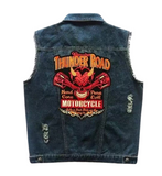 Thunder Road Motorcycle Hard Core Pure Evil Biker Tekst XXL Strijk Embleem Patch op de rugzijde van een body van spijkerstof