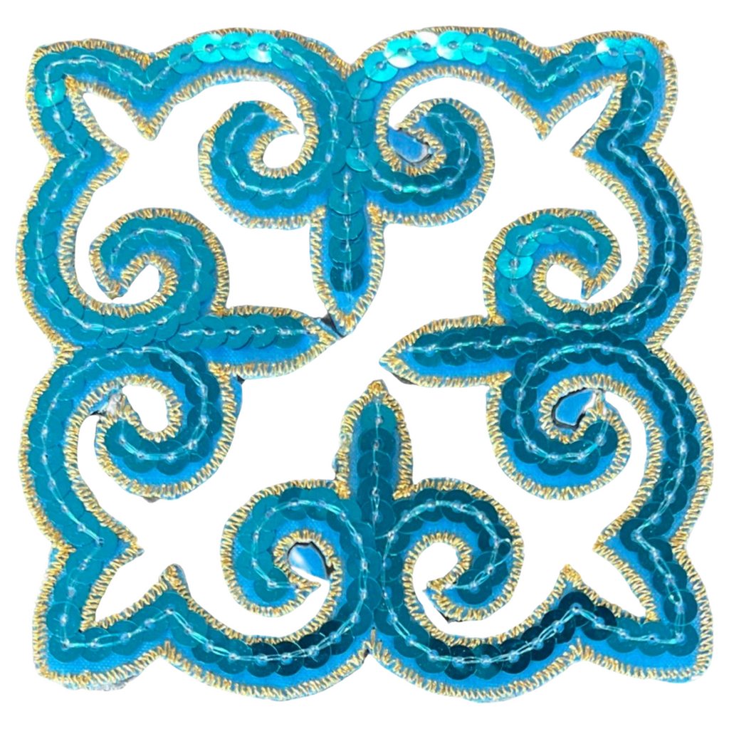 Tribal Paillette Lichtblauw Sequins Cosplay Strijk Embleem Patch