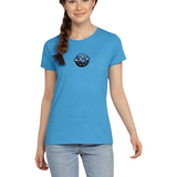 Planeet Planeetring Sterren Strijk Embleem Patch op een blauw t-shirtje