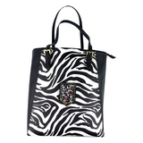 Embleem Opnaai Fashion Part Multicolor op een schoudertas met zebra print