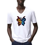 Vlinder Artistiek Strijk Embleem Patch op een wit t-shirt