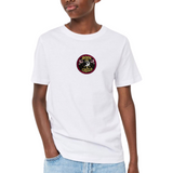 Moon Child Maan Kind Strijk Embleem Patch op een wit t-shirt