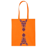 Twee maal de Yackalasi Cosplay Sequins Ventiaans Kant Strijk Applicatie Patch Paars op een oranje linnen tas