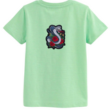 Cobra Slang Rode Rozen Strijk Embleem op een klein groen t-shirtje