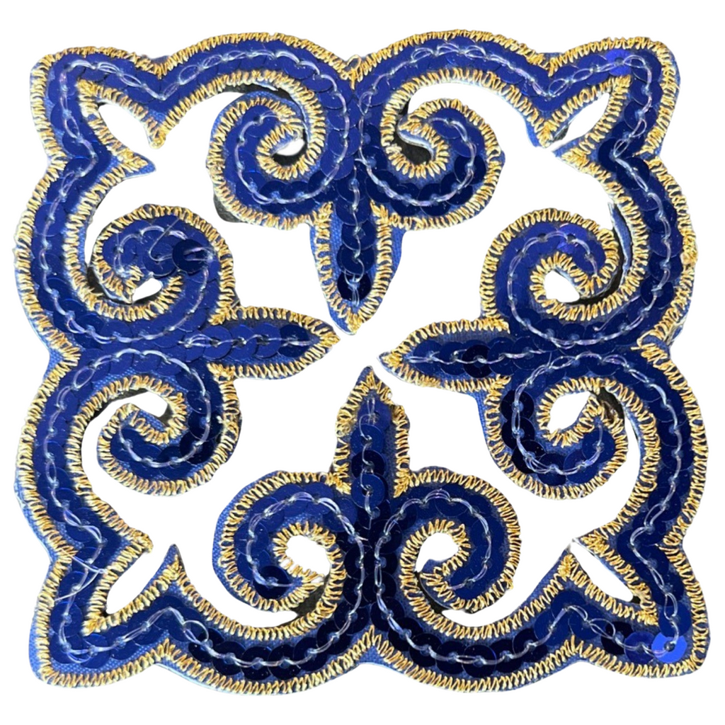 Tribal Paillette Donkerblauw Sequins Cosplay Strijk Embleem Patch