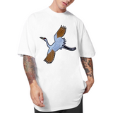 Kraanvogel XXL Strijk Patch op een wit t-shirt