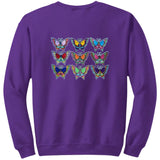 Vlinder Strijk Embleem Patch Multicolor Set 9 stuks op een paarse sweater