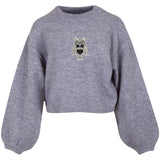 Uil Strass Strijk Patch Embleem op een grijze sweater