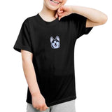 Husky Hond Honden Strijk Embleem Patch op een zwart t-shirtje