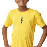 Ballon Paillette Strijk Embleem Patch op een geel t-shirt